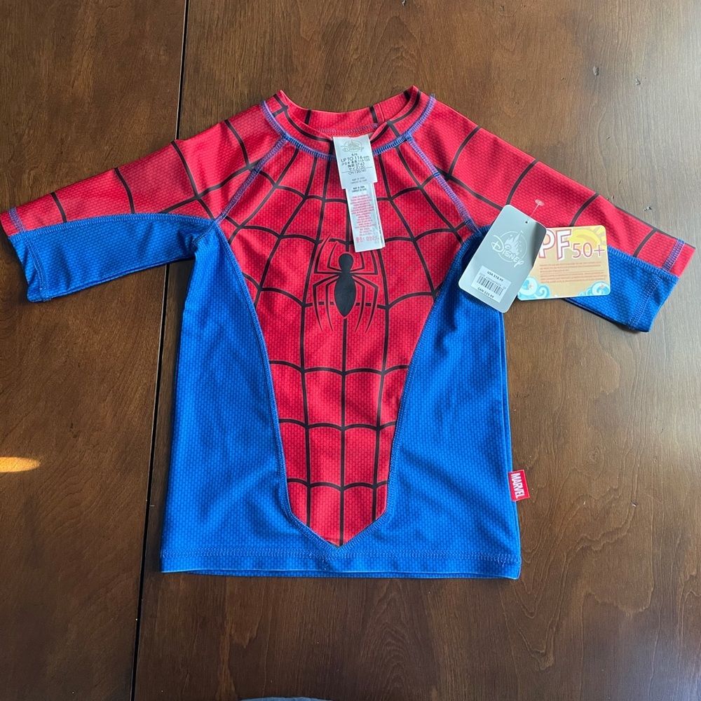 NWT Disney kids Spiderman rash guard sun shirt